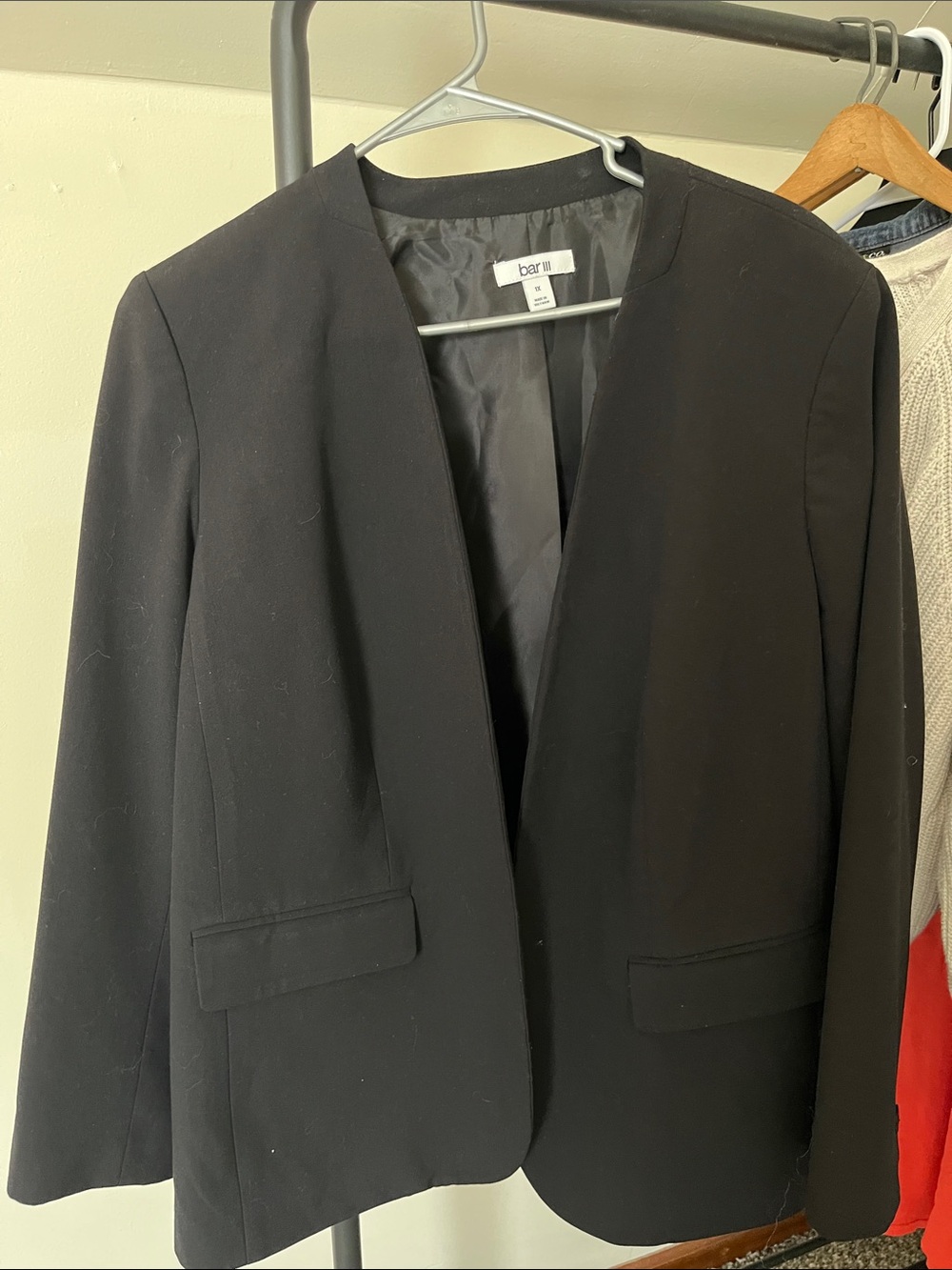 Bar III Black Open-Neck Tailored Blazer